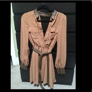 Belted Very J Brown Dress